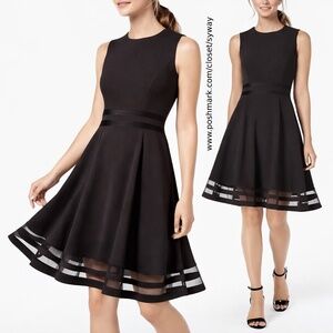 Calvin Klein Illusion-Trim Fit & Flare Dress in Purple